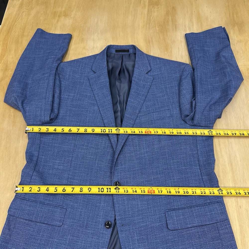 Michael Kors Hopsack Blazer Mens 46L Long Classic Fit Polyester Stretch Blue - Picture 8 of 11